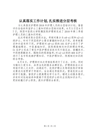 认真落实工作计划,扎实推进分层考核