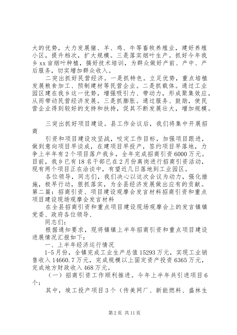 招商引资项目建设工作会发言材料精选_第2页