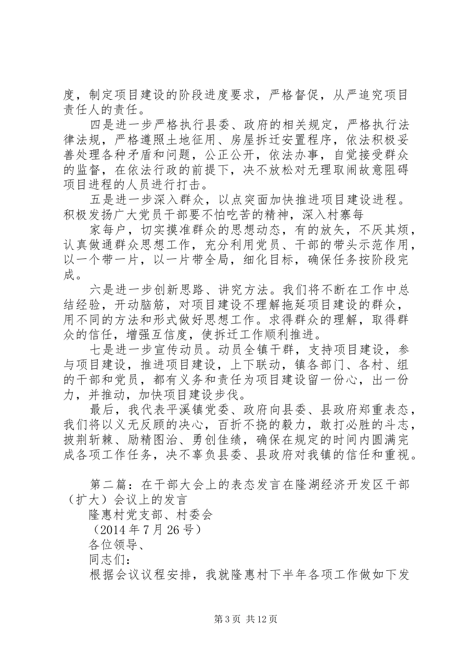 干部大会上的表态发言(精选多篇)_第3页