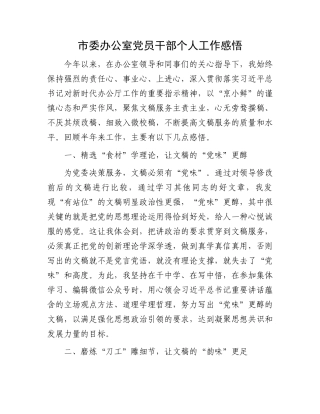 市委办公室党员干部个人工作感悟