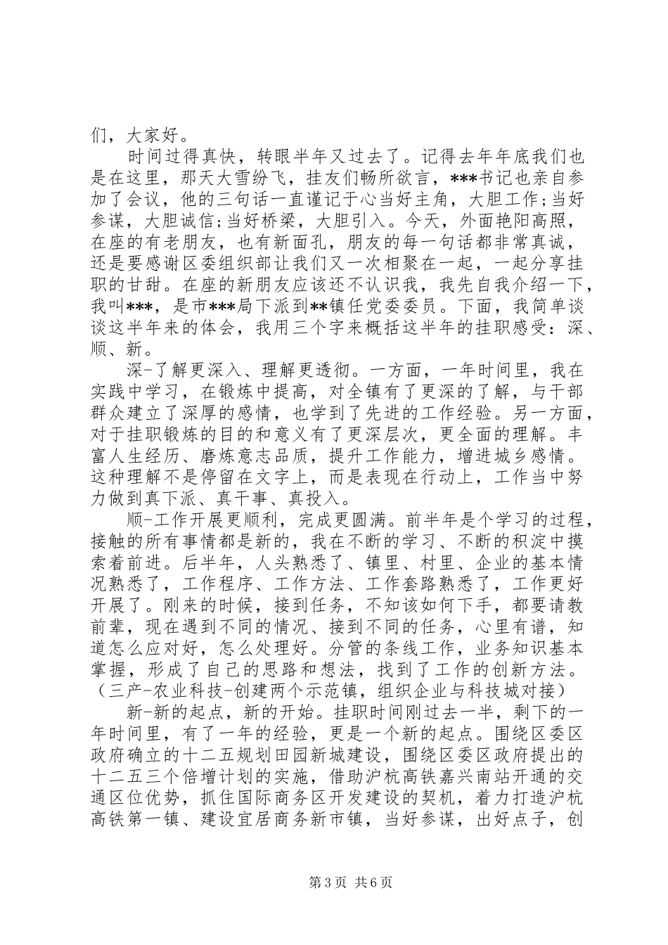 挂职干部座谈会发言稿三篇_第3页