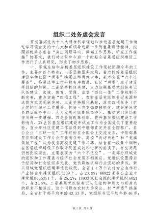 组织二处务虚会发言