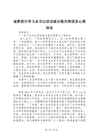 逐梦前行学习总书记讲话做合格共青团员心得体会