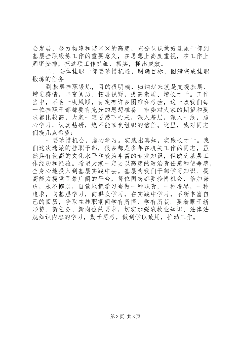 基层干部挂职锻炼大会上的讲话_第3页