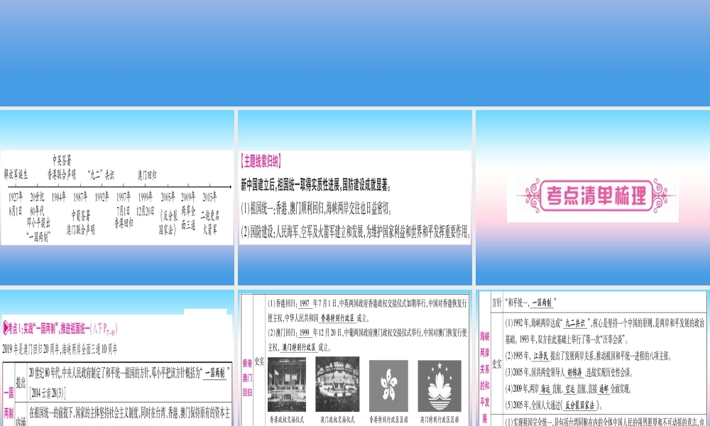 中考历史准点备考 板块三 中国现代史 主题五 祖国统一和国防建设事业的发展课件 新人教版 课件