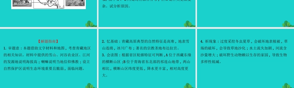 八年级地理下册 第九章 第二节高原湿地 三江源地区习题课件(新版)新人教版 课件