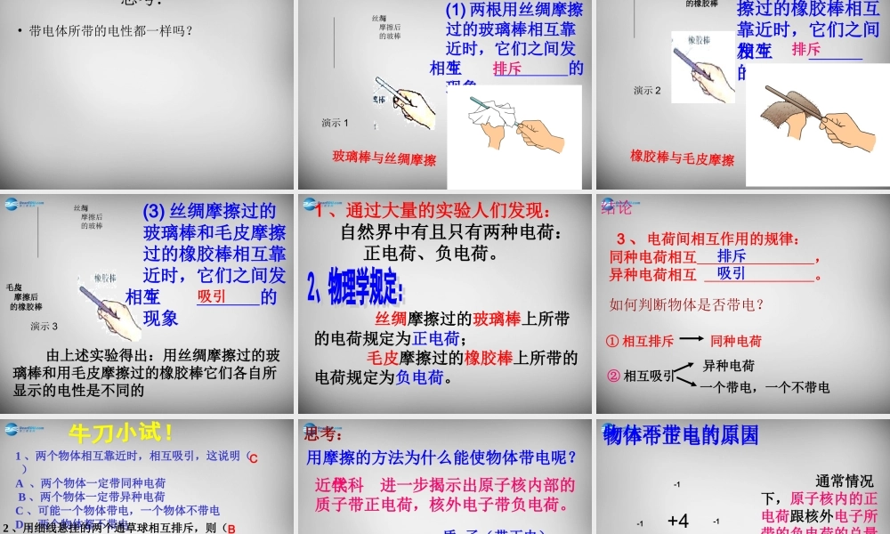 九年级物理全册 141 电是什么课件2 (新版)沪科版 课件