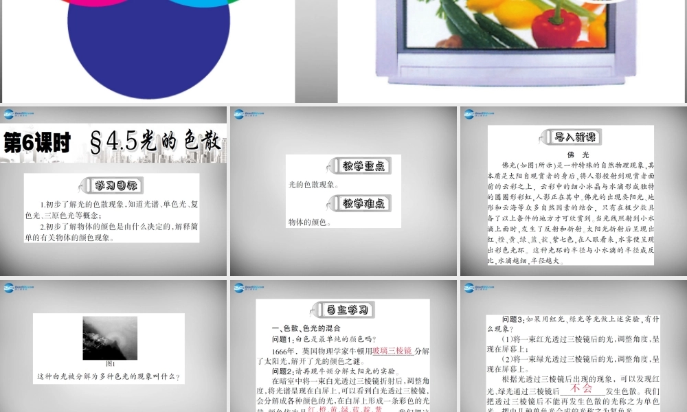 中学八年级物理上册 4.5 光的色散课件 (新版)新人教版 课件
