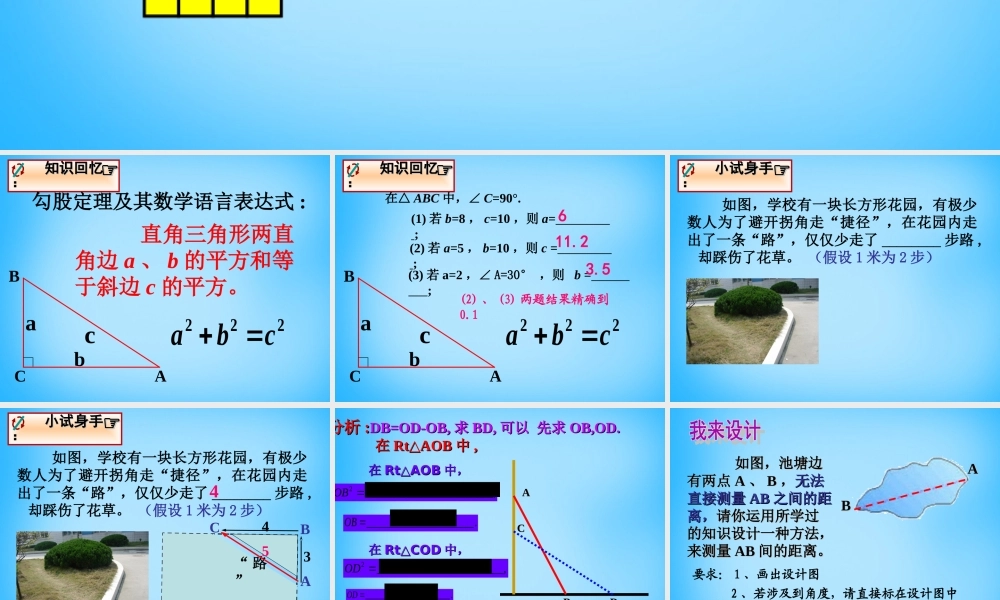 八年级数学下册 18.1.3 勾股定理应用课件 新人教版 课件