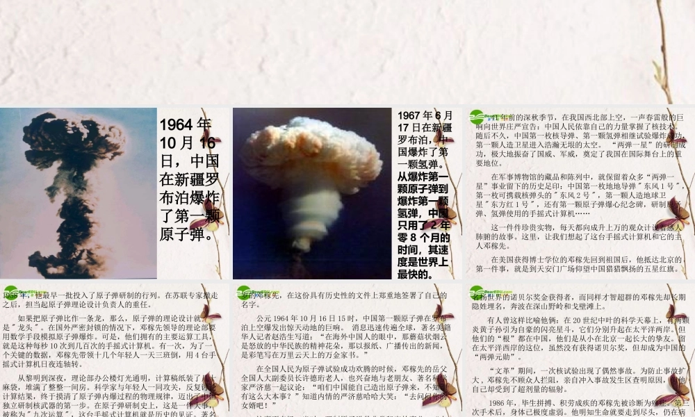 七年级语文上册( 两弹 元勋邓稼先)课件 语文版 课件