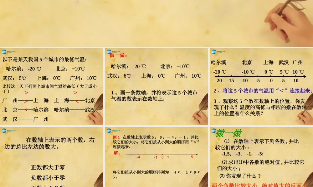 中学七年级数学上册 1.4 有理数的大小比较课件 (新版)浙教版 课件