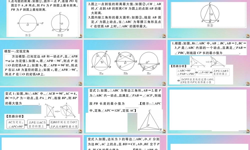 九年级数学上册 第24章(圆)微专题 隐圆与最值问题作业课件 (新版)新人教版 课件