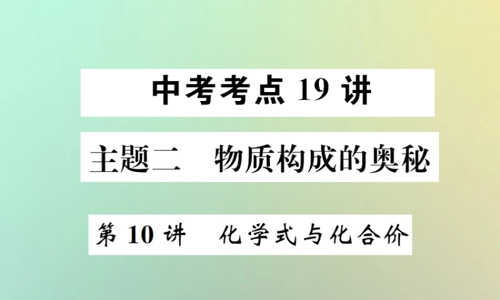 中考化学复习 主题二 物质构成的奥秘 第10讲 化学式与化合价课件