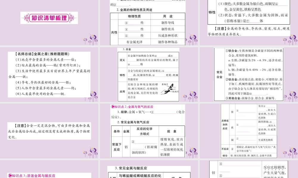 中考化学复习 第一部分 基础知识 第一单元 常见的物质 第5讲 金属(精讲)课件
