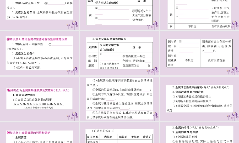中考化学复习 第一部分 基础知识 第一单元 常见的物质 第5讲 金属(精讲)课件