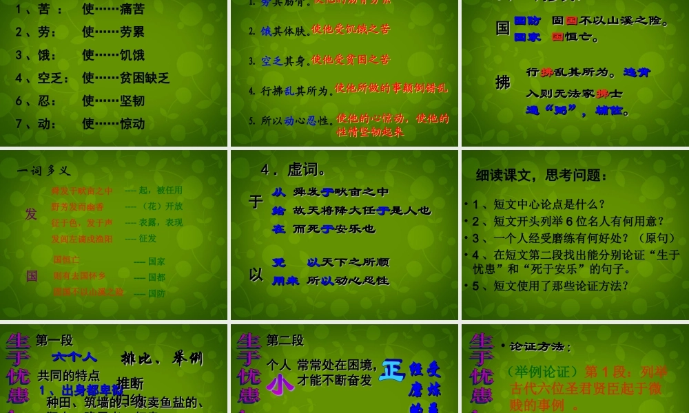 九年级语文下册 18(生于忧患 死于安乐)课件 新人教版 课件