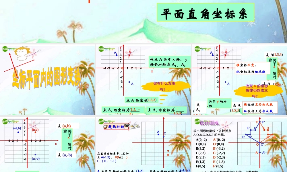 八年级数学上册 6.3坐标平面内的图形变换第一课时课件 浙教版 课件