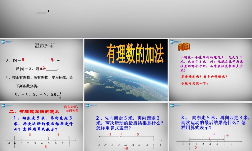 中学七年级数学上册(1.3.1 有理数的加法)课件 (新版)新人教版 课件