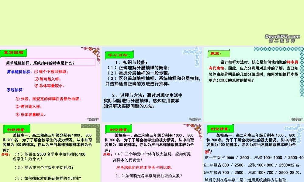 分成抽样 苏教版 课件