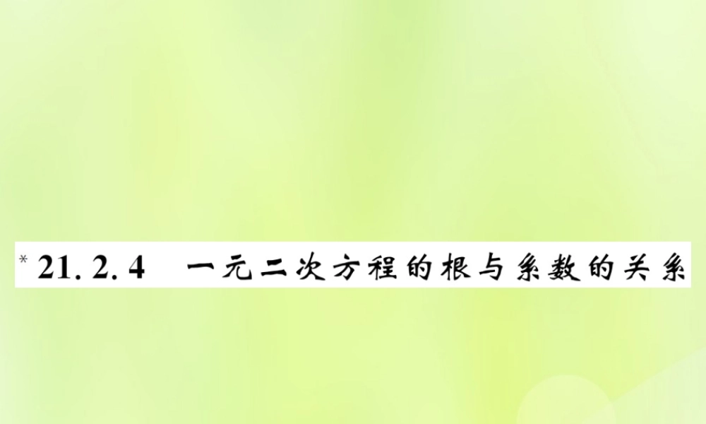 九年级数学上册 第二十一章 一元二次方程 212 解一元二次方程 2124 一元二次方程的根与系数的关系课件 (新版)新人教版 课件
