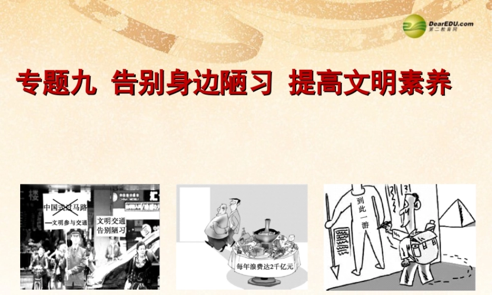 中考政治第二轮复习 专题9 告别身边陋习 提高文明素养课件