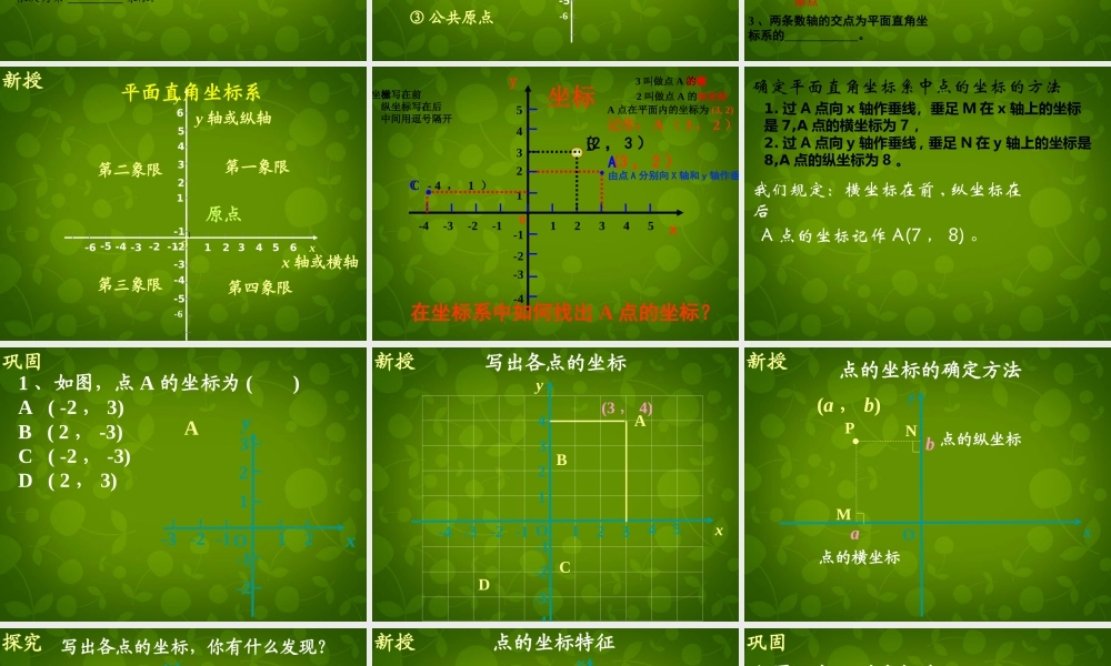 中学七年级数学下册(7.1.2 平面直角坐标系)课件 (新版)新人教版 课件