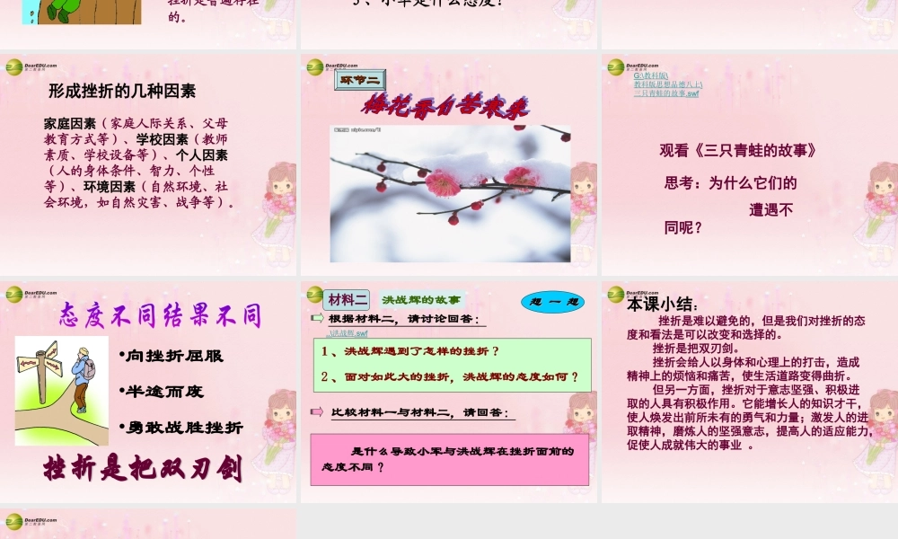 八年级政治上册 第五单元第十一课第一框 感受挫折课件 教科版 课件