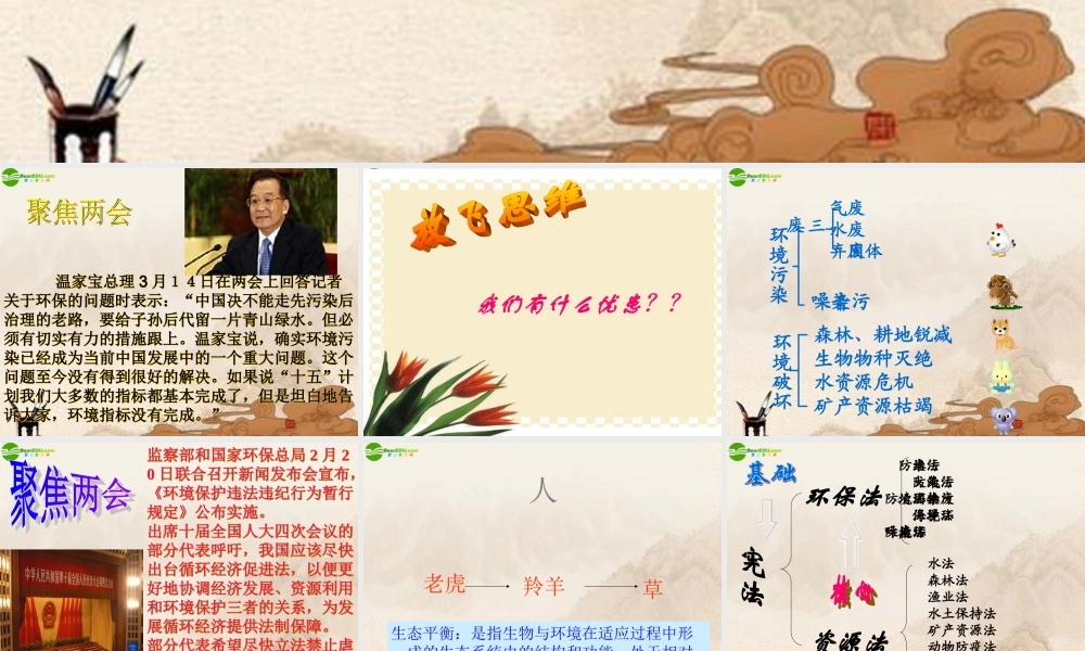 八年级政治下册 依法保护人类共有的家园课件 鲁教版 课件