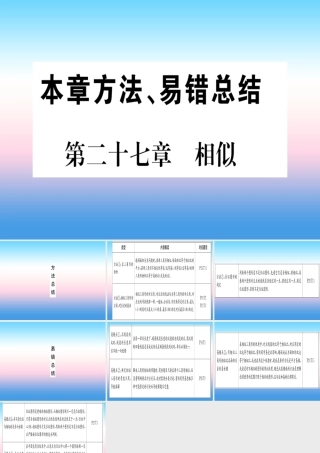九年级数学下册 第27章 相似本章方法、易错总结课堂导练课件(含中考真题)(新版)新人教版 课件