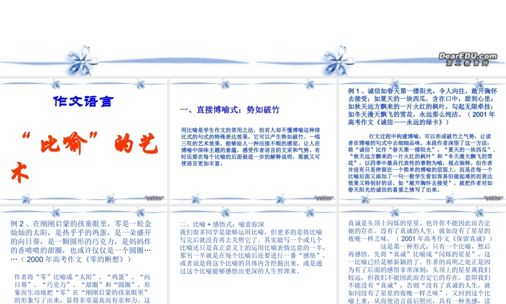 作文语言运用的艺术 新课标 人教版 课件