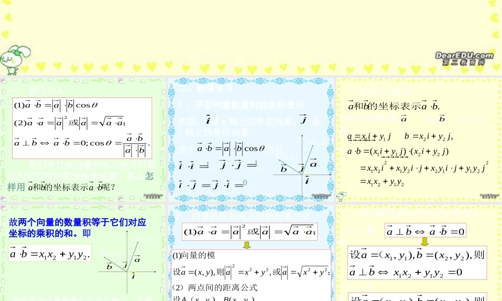 广东省高一数学第二章 平面向量数量积的坐标表示、模、夹角 必修4   0 课件