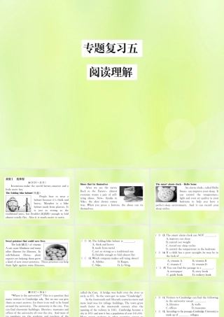 九年级英语全册 专题复习五 阅读理解习题课件 (新版)人教新目标版 课件