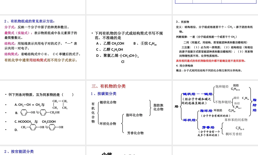 届广东高三第一轮复习有机化学全套复习课件：有机化学复习概念和烃 试题