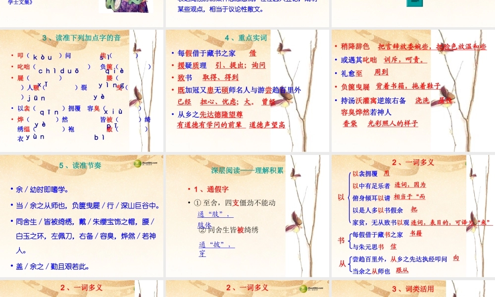 八年级语文下册 24.送东阳马生序(节选)(浅层阅读+深层阅读+语文积累)课件 新人教版 课件