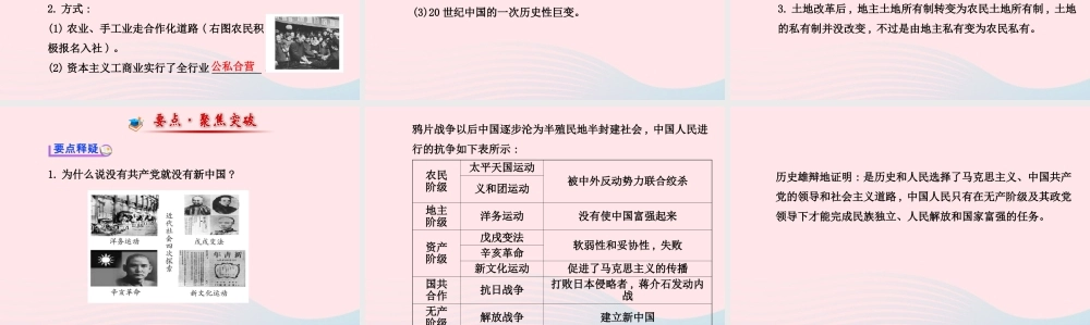 中考历史 第八单元 第1讲走向社会主义之路复习课件 北师大版 课件