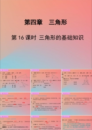 春中考数学复习 第4章 三角形 第16课时 三角形的基础知识课件