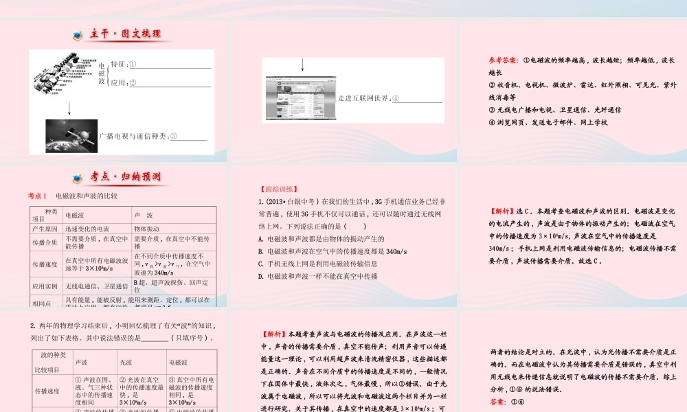 九年级物理下册 第十九章 电磁波与信息时代阶段专题复习课件 (新版)粤教沪版 课件