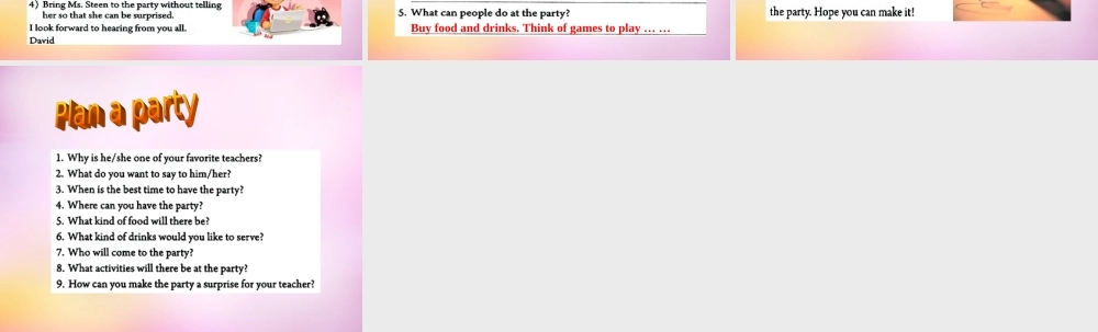 八年级英语上册 Unit 9 Can you come to my party Section B(2a 2e)课件 (新版)人教新目标版 课件
