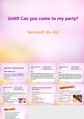 八年级英语上册 Unit 9 Can you come to my party Section B(2a 2e)课件 (新版)人教新目标版 课件