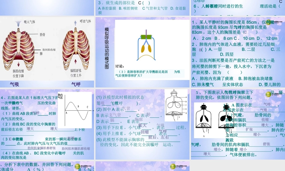 八年级生物上册 第三章 呼吸课件 鲁科版 课件