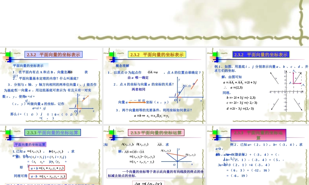 平面向量的坐标表示 人教版 课件