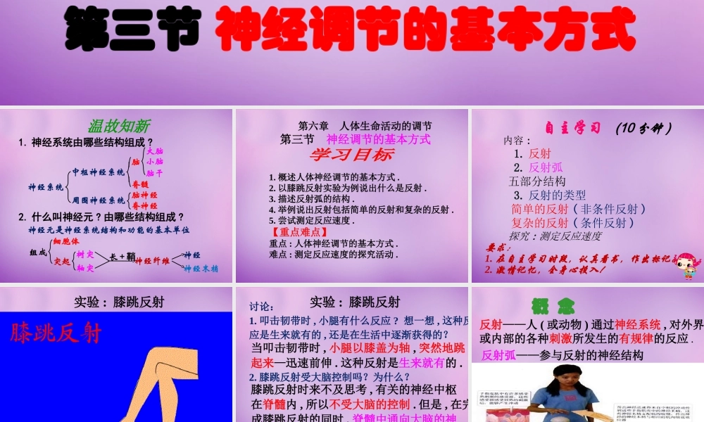中学七年级生物下册 6.3 神经调节的基本方式课件 新人教版 课件