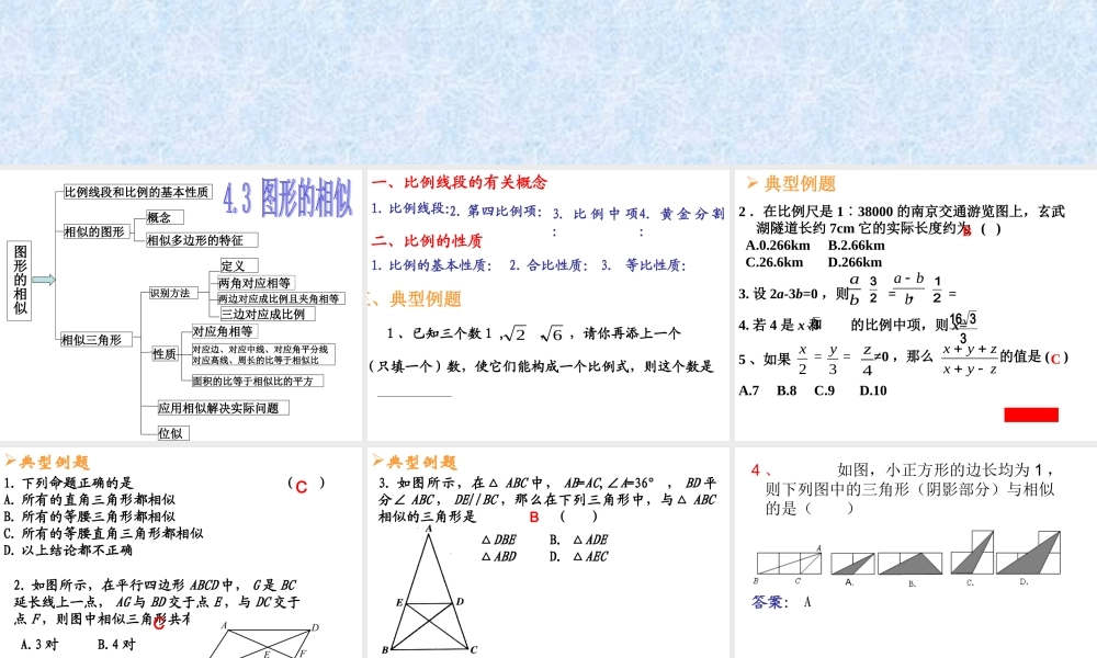 九年级数学中考复习-43图形的相似课件北师大版 课件