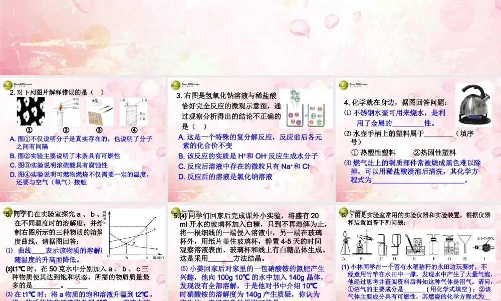 化学评价研讨暨复习备考会9 秭归县试题精选课件