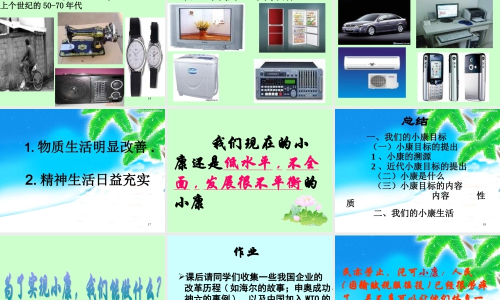 八年级政治下册 3.1(感受小康)课件 湘师版 课件