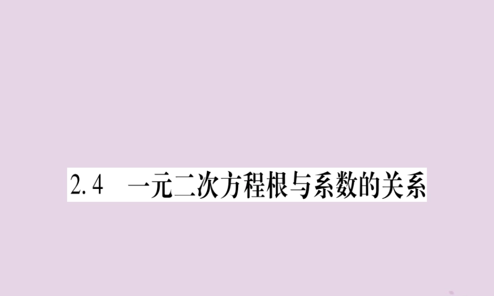 九年级数学上册 第2章 一元二次方程 24 一元二次方程根与系数的关系作业课件 (新版)湘教版 课件