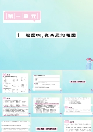 九年级语文下册 第一单元 1(祖国啊，我亲爱的祖国)课堂过关演练课件 新人教版 课件
