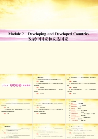 山东省高考英语总复习 Module 2　Developing and Developed Countries课件 外研版必修3 课件