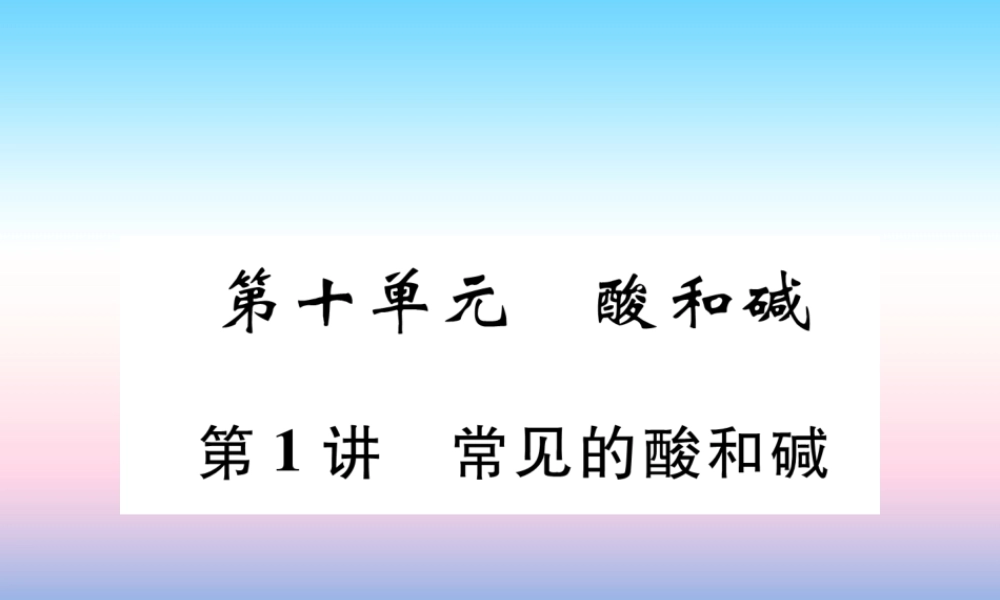 中考化学复习 第1编 教材知识梳理篇 第10单元 酸和碱 第1讲 常见的酸和碱(精练)课件