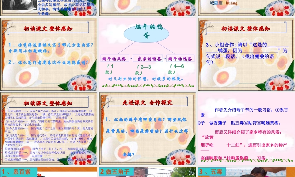 八年级语文下册 第四单元第17课(端午的鸭蛋)课件 人教新课标版 课件